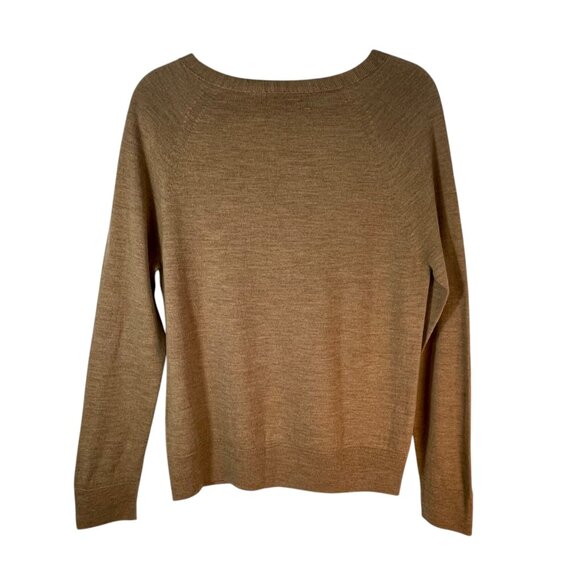 Banana Republic 100% Merino Wool V-Neck Sweater | Camel Tan Lightweight L - Picture 3 of 9